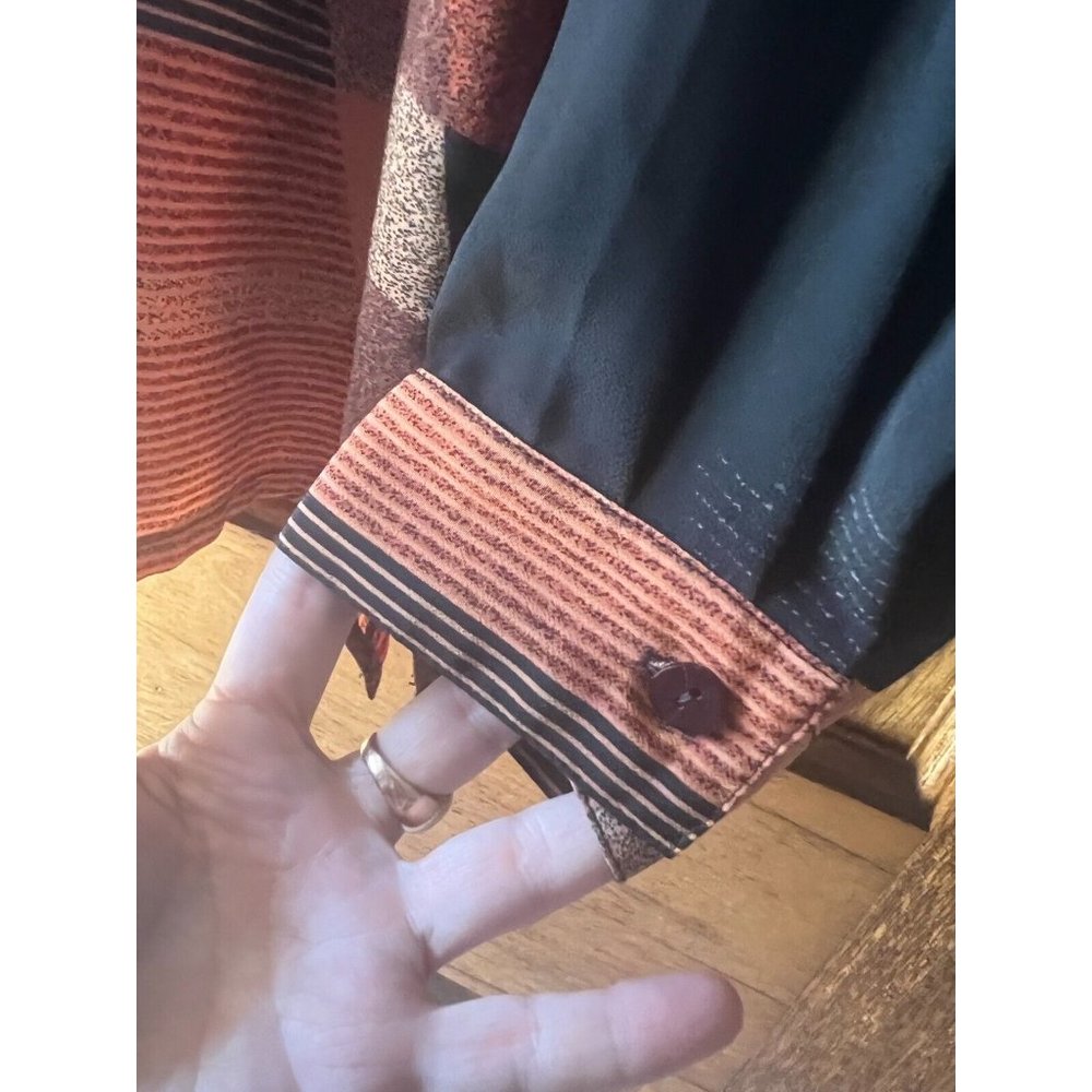 Ricki Renne Size 16 Vintage Modern Black & Rust Coloured Blouse Aus Designer - Picture 12 of 15